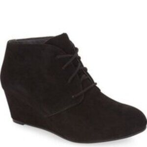 Vionic Women's 10 Black Becca Suede Lace-up Wedge Ankle Booties
